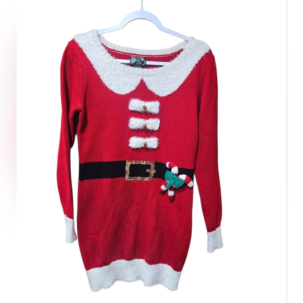 🎄 Love Alley Christmas Sweater‎ Dress – Santa Style Red Knit Size Medium